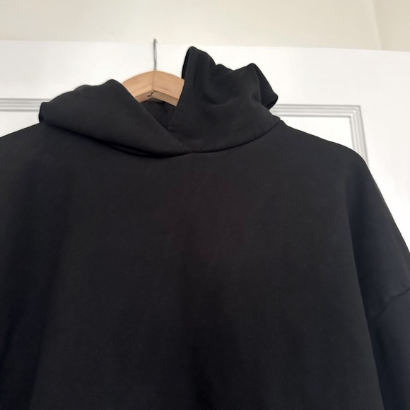 John Elliott Black Oversized Cropped Hoodie Sweatshirt, 1/Small pullover cotton - Picture 6 of 12